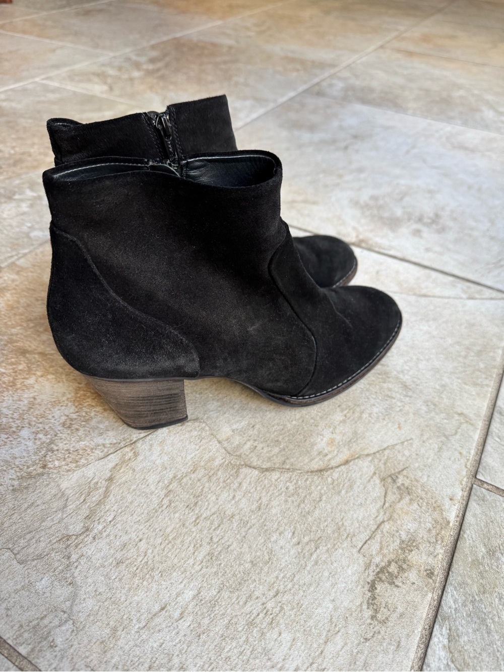 Paul Green Black Suede Ankle Booties with Heel